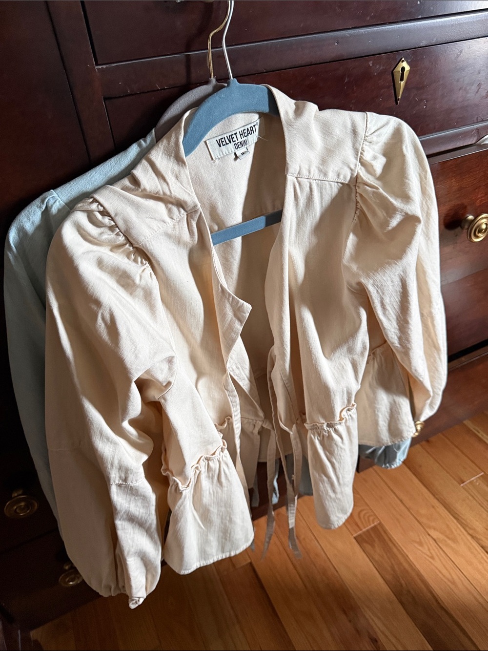 Velvet Heart Soft Cream Peplum Jacket